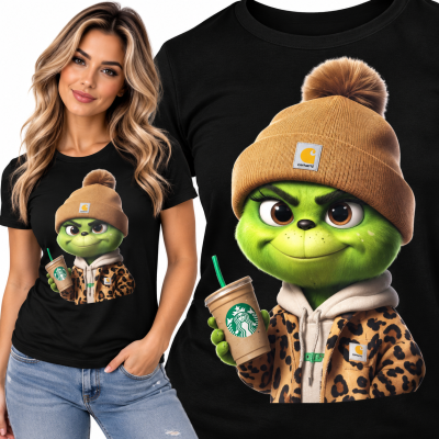 KOSZULKA DAMSKA  ŚWIĄTECZNA GRINCH CAFFE
